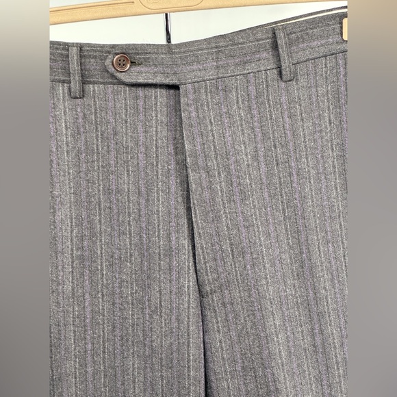 Canali wool cashmere silk gray purple striped dress pants - Picture 2 of 7